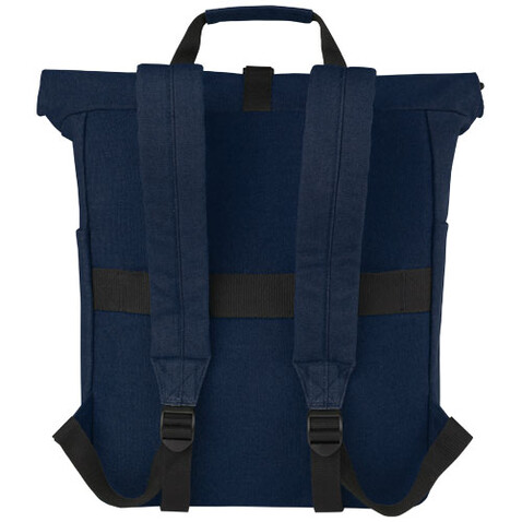 Joey 15&quot; GRS Rolltop Laptoprucksack aus recyceltem Canvas 15 L, navy bedrucken, Art.-Nr. 12067855