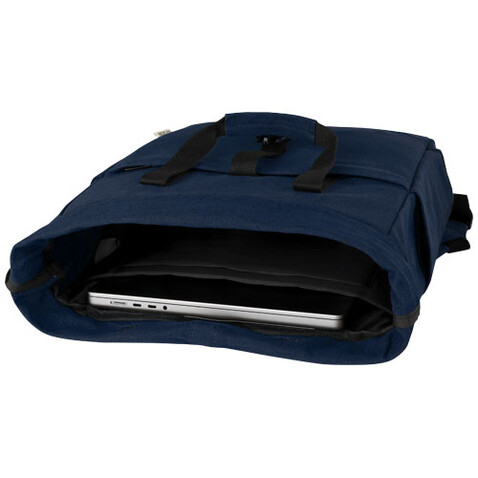 Joey 15&quot; GRS Rolltop Laptoprucksack aus recyceltem Canvas 15 L, navy bedrucken, Art.-Nr. 12067855