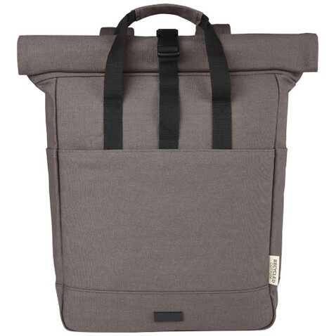 Joey 15&quot; GRS Rolltop Laptoprucksack aus recyceltem Canvas 15 L, grau bedrucken, Art.-Nr. 12067882