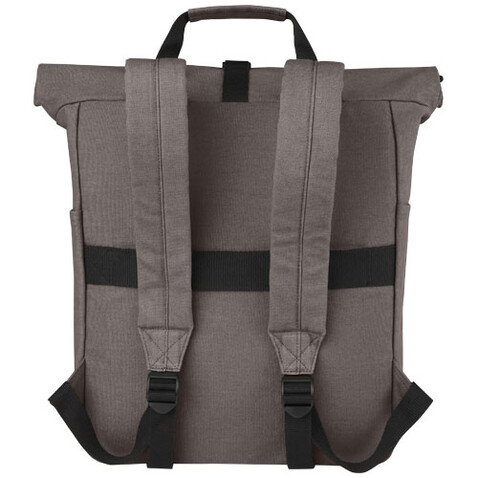 Joey 15&quot; GRS Rolltop Laptoprucksack aus recyceltem Canvas 15 L, grau bedrucken, Art.-Nr. 12067882
