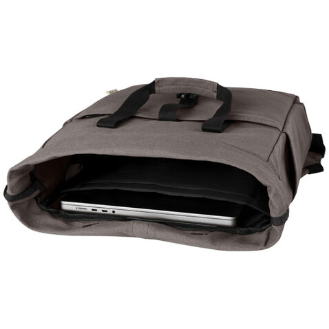 Joey 15&quot; GRS Rolltop Laptoprucksack aus recyceltem Canvas 15 L, grau bedrucken, Art.-Nr. 12067882