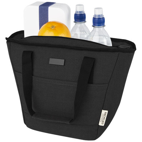 Joey GRS-recycelte Canvas Lunch Kühltasche 6 L für 9 Dosen, schwarz bedrucken, Art.-Nr. 12067990