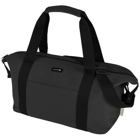 Joey Reisetasche aus GRS recyceltem Canvas 25 L, schwarz bedrucken, Art.-Nr. 12068190