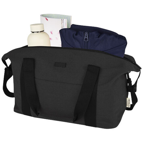 Joey Reisetasche aus GRS recyceltem Canvas 25 L, schwarz bedrucken, Art.-Nr. 12068190