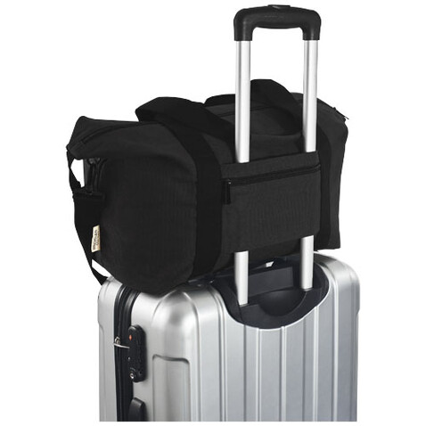 Joey Reisetasche aus GRS recyceltem Canvas 25 L, schwarz bedrucken, Art.-Nr. 12068190