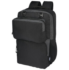 Trailhead 15&amp;quot; GRS recycelter zweifarbiger Laptop-Rucksack 14 L, schwarz, grau bedrucken, Art.-Nr. 12068290