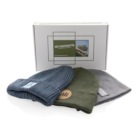 Impact AWARE™ Classic Beanie mit Polylana® grau bedrucken, Art.-Nr. P453.372