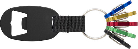 2-in-1 Schlüsselanhänger aus Aluminium Courtney – Schwarz bedrucken, Art.-Nr. 001999999_8586