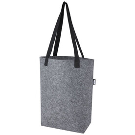 Felta Tragetasche aus GRS-recyceltem Filz mit breitem Boden 12 L, mittelgrau bedrucken, Art.-Nr. 12066282