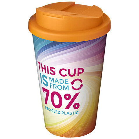Brite-Americano® Eco 350 ml Isolierbecher mit auslaufsicherem Deckel, orange bedrucken, Art.-Nr. 21049331
