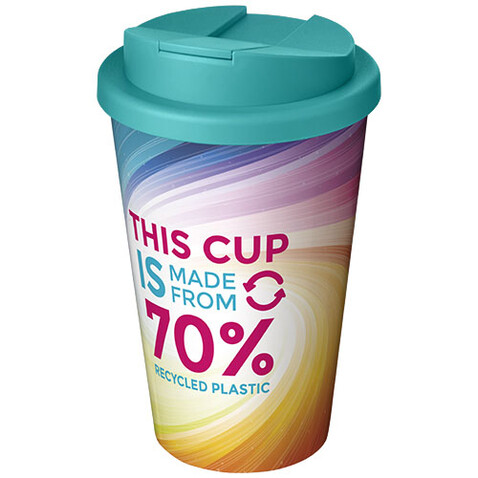 Brite-Americano® Eco 350 ml Isolierbecher mit auslaufsicherem Deckel, aquablau bedrucken, Art.-Nr. 21049351