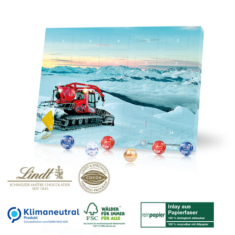 Tisch-Adventskalender Lindt „Gourmet Edition“ Organic, Klimaneutral, FSC® bedrucken, Art.-Nr. 55322-W