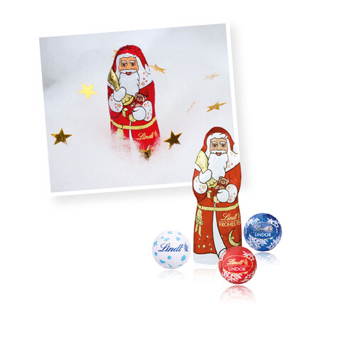 Adventskalender „Cube“ Organic mit Lindt Weihnachtsmann, Klimaneutral, FSC® bedrucken, Art.-Nr. 55362-W