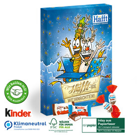 Adventskalender kinder® „Happy Moments“, Klimaneutral, FSC®, Inlay aus Papierfaser bedrucken, Art.-Nr. 55363-W