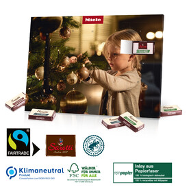 Tisch-Adventskalender mit Fairtrade-Kakao Organic, Klimaneutral, FSC® bedrucken, Art.-Nr. 55395-W