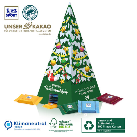 Karton-Adventskalender „Weihnachtspyramide“ Ritter SPORT, Klimaneutral, FSC® bedrucken, Art.-Nr. 95361-W