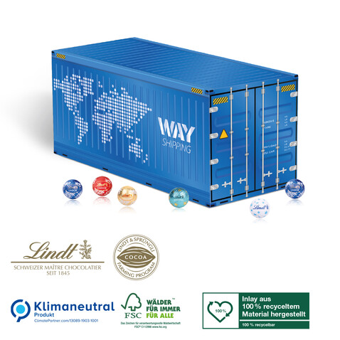 3D Adventskalender Lindt „Container“, Klimaneutral, FSC® bedrucken, Art.-Nr. 95375-W