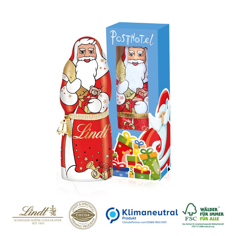 Lindt Weihnachtsmann mit Glöckchen, 70 g, Klimaneutral, FSC® bedrucken, Art.-Nr. 95453-W