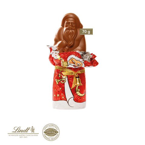 Lindt Weihnachtsmann mit Glöckchen, 70 g bedrucken, Art.-Nr. 95453-W