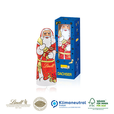 Weihnachtsmann von Lindt, 40 g, Klimaneutral, FSC® bedrucken, Art.-Nr. 95456-W