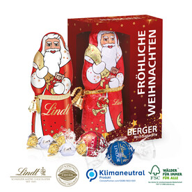 Premium-Präsent mit Lindt Weihnachtsmann, Klimaneutral, FSC® bedrucken, Art.-Nr. 95500-W