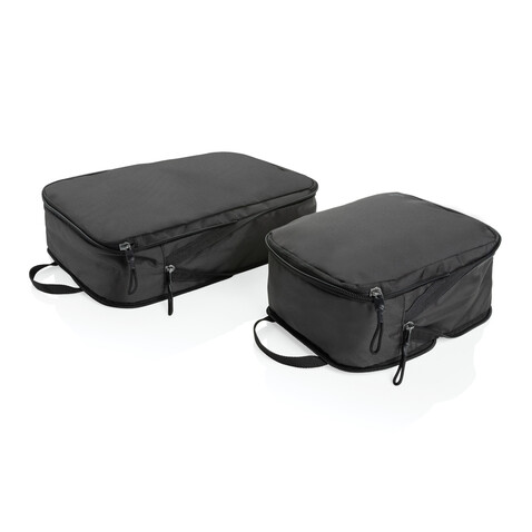 Swiss Peak Ridge AWARE™ RPET-Kompressions-Reisewürfel, 2pcs schwarz bedrucken, Art.-Nr. P763.051