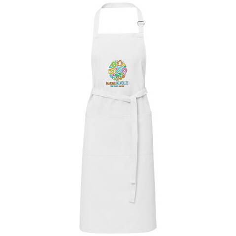 Andrea 240 g/m² Schürze mit verstellbarem Nackenband, weiss bedrucken, Art.-Nr. 11333401