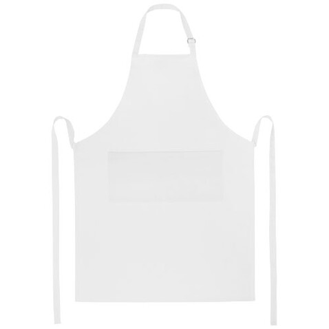 Andrea 240 g/m² Schürze mit verstellbarem Nackenband, weiss bedrucken, Art.-Nr. 11333401