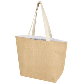 Juta 300 g/m² Jute Kühltragetasche 12 L, natur, weiss bedrucken, Art.-Nr. 12067506
