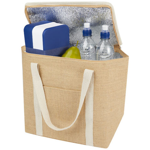 Juta 300 g/m² Jute Kühltragetasche 19 L, natur, weiss bedrucken, Art.-Nr. 12067606