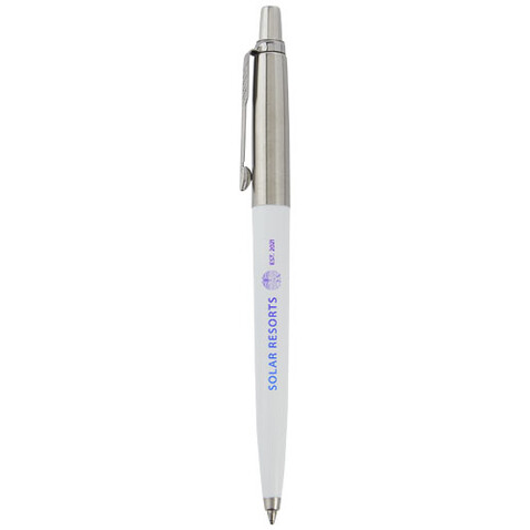 Parker Jotter Recycled Kugelschreiber (schwarze Mine), weiss bedrucken, Art.-Nr. 10786501