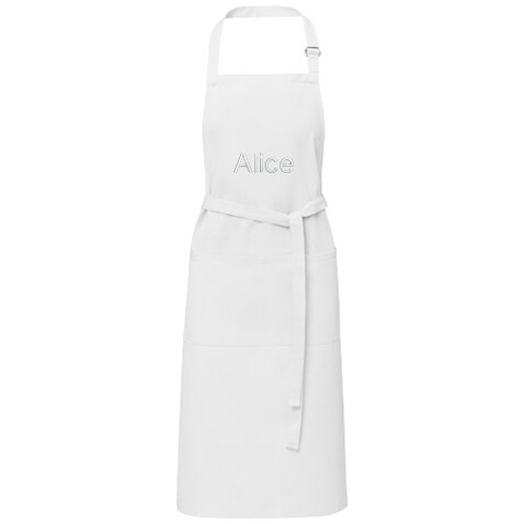 Andrea 240 g/m² Schürze mit verstellbarem Nackenband, weiss bedrucken, Art.-Nr. 11333401