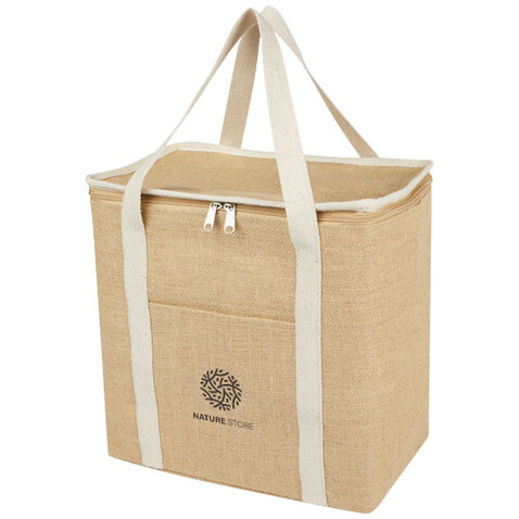 Juta 300 g/m² Jute Kühltragetasche 19 L, natur, weiss bedrucken, Art.-Nr. 12067606