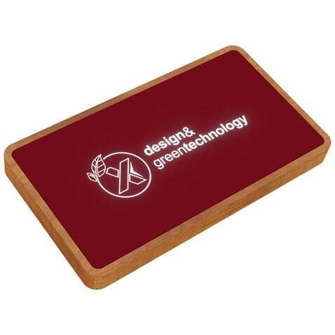 SCX.design P36 5000 mAh kabellose Powerbank mit Leuchtlogo, Mid red, holz bedrucken, Art.-Nr. 2PX05921