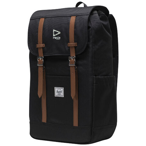 Herschel Retreat™ recycelter Laptop-Rucksack 23 L, schwarz bedrucken, Art.-Nr. 12069190