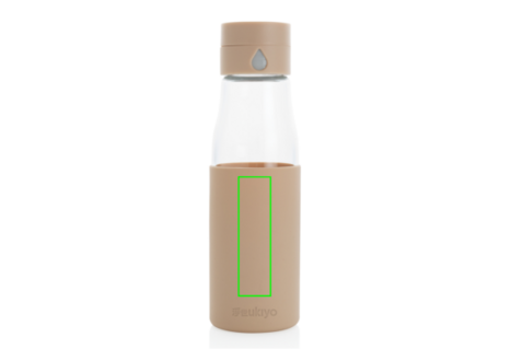 Ukiyo Trink-Tracking-Flasche aus Glas mit Hülle braun bedrucken, Art.-Nr. P436.729