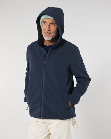 Stanley Discoverer - Die Herren-Softshelljacke mit Kapuze - French Navy - M bedrucken, Art.-Nr. STJM158C7271M