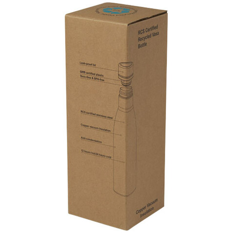 Vasa RCS-zertifizierte Kupfer-Vakuum Isolierflasche aus recyceltem Edelstahl, 500 ml, silber bedrucken, Art.-Nr. 10073681