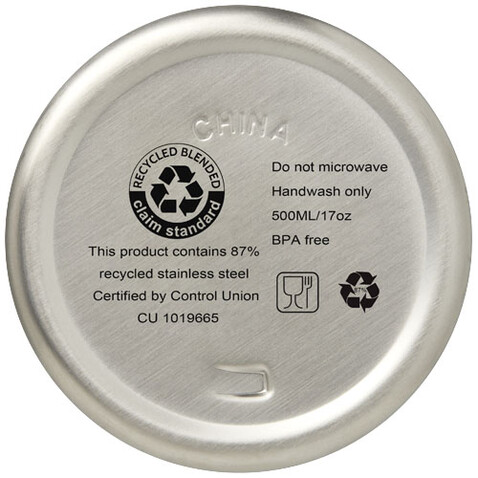 Vasa RCS-zertifizierte Kupfer-Vakuum Isolierflasche aus recyceltem Edelstahl, 500 ml, silber bedrucken, Art.-Nr. 10073681