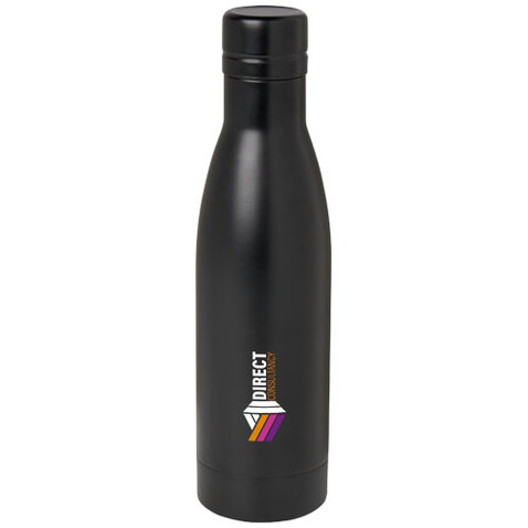 Vasa RCS-zertifizierte Kupfer-Vakuum Isolierflasche aus recyceltem Edelstahl, 500 ml, schwarz bedrucken, Art.-Nr. 10073690