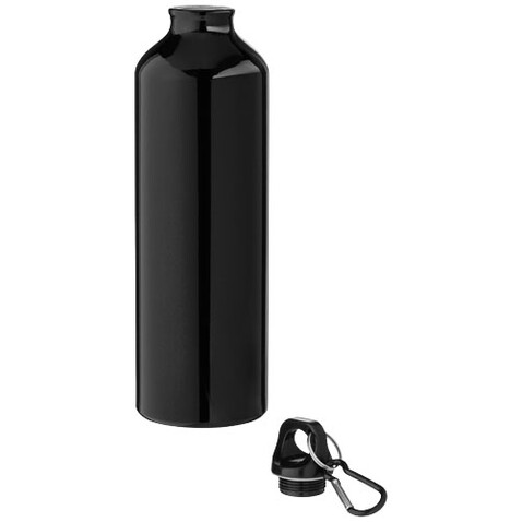 Oregon 770 ml RCS-zertifizierte Trinkflasche aus recyceltem Aluminium mit Karabinerhaken, schwarz bedrucken, Art.-Nr. 10073990