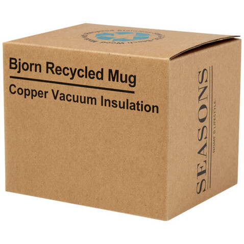 Bjorn RCS-zertifizierter Becher aus recyceltem Edelstahl mit Kupfer-Vakuumisolierung, 360 ml, weiss bedrucken, Art.-Nr. 10074001