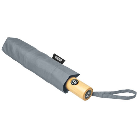 Bo 21&quot; Vollautomatik Kompaktregenschirm aus recyceltem PET-Kunststoff, grau bedrucken, Art.-Nr. 10914382