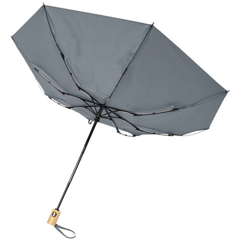 Bo 21&quot; Vollautomatik Kompaktregenschirm aus recyceltem PET-Kunststoff, grau bedrucken, Art.-Nr. 10914382
