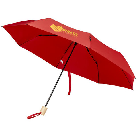 Birgit 21&#039;&#039; faltbarer winddichter Regenschirm aus recyceltem PET, rot bedrucken, Art.-Nr. 10914521