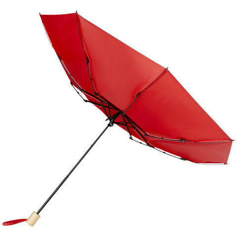 Birgit 21&#039;&#039; faltbarer winddichter Regenschirm aus recyceltem PET, rot bedrucken, Art.-Nr. 10914521