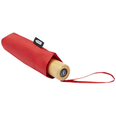 Birgit 21&#039;&#039; faltbarer winddichter Regenschirm aus recyceltem PET, rot bedrucken, Art.-Nr. 10914521