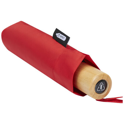 Birgit 21&#039;&#039; faltbarer winddichter Regenschirm aus recyceltem PET, rot bedrucken, Art.-Nr. 10914521