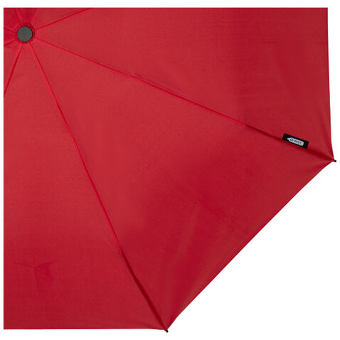 Birgit 21&#039;&#039; faltbarer winddichter Regenschirm aus recyceltem PET, rot bedrucken, Art.-Nr. 10914521