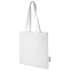 Madras 140 g/m² Baumwoll Tragetasche aus GRS recycelter Baumwolle, 7L, weiss bedrucken, Art.-Nr. 12069501